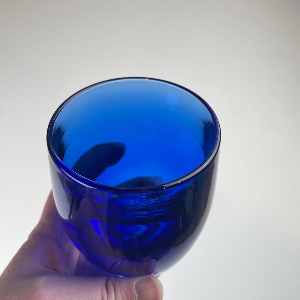 GLASSYBABY Egrari Beauty Royal Deep Translucent Blue Votive Candle Holder RARE - Picture 8 of 14